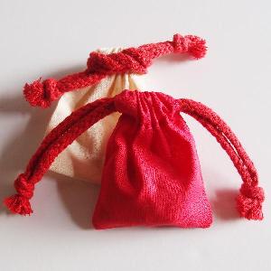 Red 3x4 Cotton Canvas Drawstring Bags - 3" x 4"